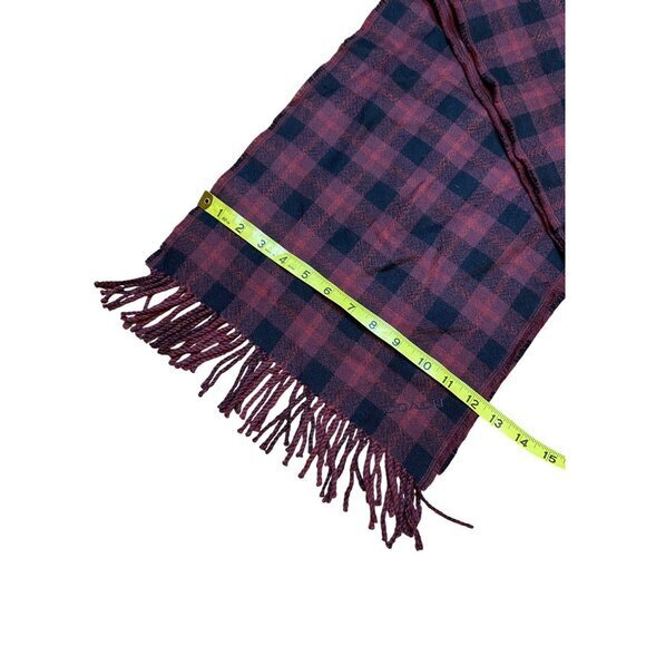 Coach Plaid Reversible Signature Scarf With‎ Fringe Detail Black & Red - Picture 5 of 5